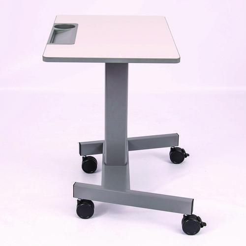 Image of Luxor STUDENT-P Pneumatic Sit Stand Desk, 27.5 x 19.5 x 26.25 to 42, White/Gray