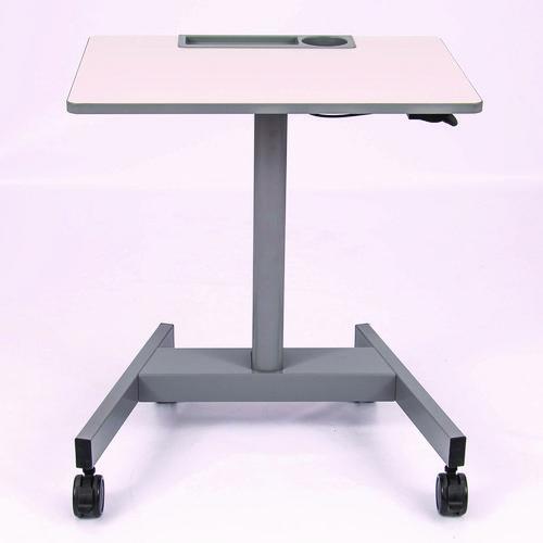 Image of Luxor STUDENT-P Pneumatic Sit Stand Desk, 27.5 x 19.5 x 26.25 to 42, White/Gray