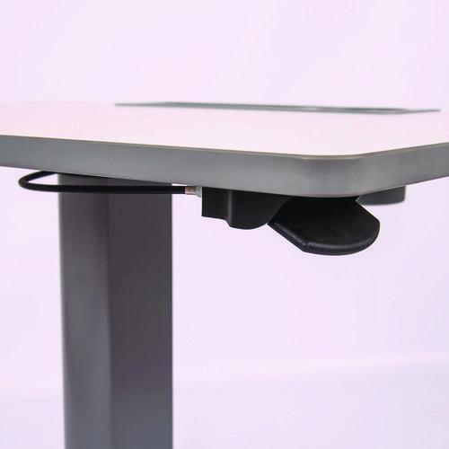 Image of Luxor STUDENT-P Pneumatic Sit Stand Desk, 27.5 x 19.5 x 26.25 to 42, White/Gray