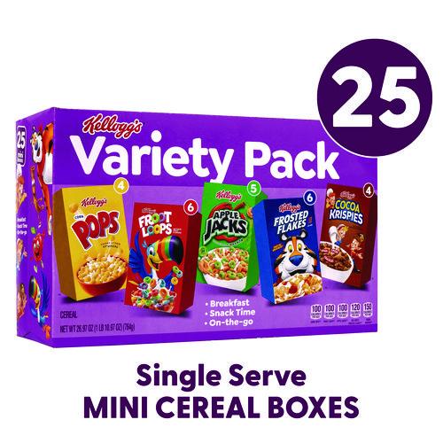Image of Kellogg's® 0038000291111 Cereal Assortment Pack, Assorted Flavors, Single Serve Box, 25/Carton