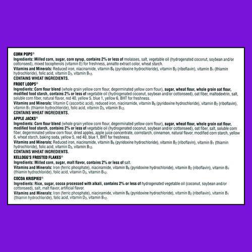 Image of Kellogg's® 0038000291111 Cereal Assortment Pack, Assorted Flavors, Single Serve Box, 25/Carton