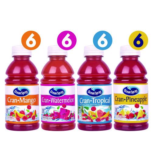 Image of Ocean Spray® 031200013958 Tropical Variety Pack, Assorted Flavors, 10 oz Bottle, 24/Carton
