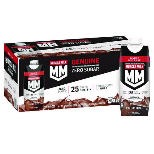 Image of MUSCLE MILK PROTEIN 052000047387 Genuine Chocolate Protein Shake, 11 oz Carton, 18/Carton