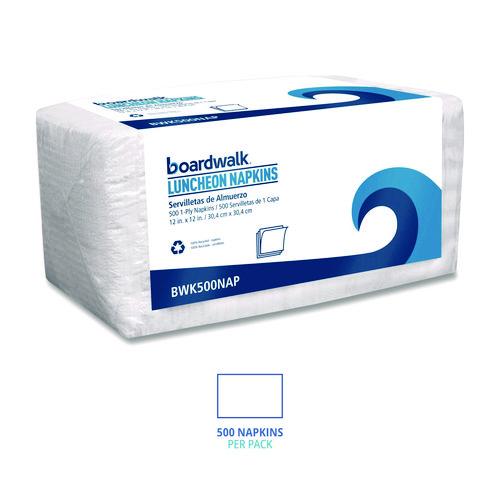 Image of Boardwalk® 4514 1/4-Fold Lunch Napkins, 1-Ply, 12 x 12, White, 500/Pack