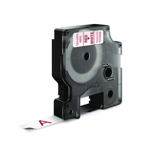 Image of DYMO® 45015/S0720550 D1 High-Performance Polyester Removable Label Tape, 0.5" X 23 Ft, Red On White