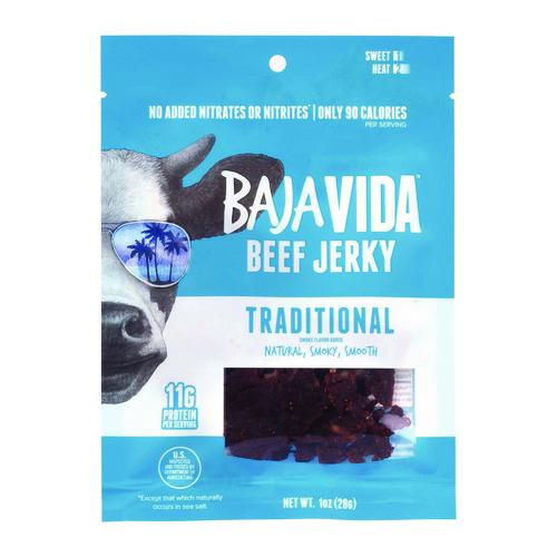 Image of Baja Jerky 00850045035638 Beef Jerky Traditional Snack Pack, Original, 1 oz Packet, 12/Carton