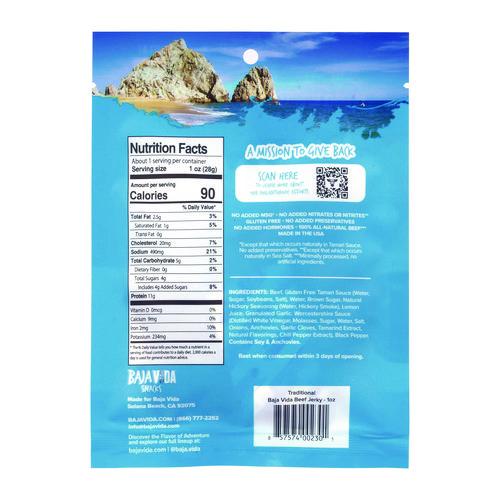 Image of Baja Jerky 00850045035638 Beef Jerky Traditional Snack Pack, Original, 1 oz Packet, 12/Carton