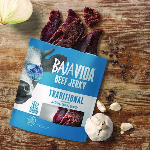 Image of Baja Jerky 00850045035638 Beef Jerky Traditional Snack Pack, Original, 1 oz Packet, 12/Carton