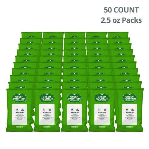 Image of Green Mountain Coffee® 5000052533 Fair Trade Organic House Blend Coffee, Fractional Packs, 2.5 oz, 50/Carton