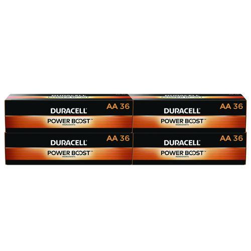Image of Duracell® MN15P36CT Power Boost CopperTop Alkaline AA Batteries, 36/Pack, 4 Packs/Carton