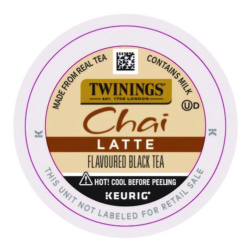 Image of TWININGSÂ® Tea K-Cups, Chai Tea with Non-Fat Milk and Sweetener, 25% Less Sugar, 0.53 oz K-Cups, 22/Box