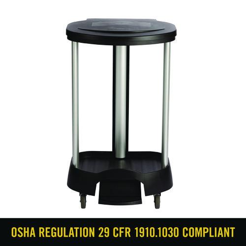 Image of Rubbermaid® Commercial FG630000BLA Premium Step-On Linen Hamper, 30 Gal, 20.38w X 22.25d X 37.88h, Aluminum/plastic, Black