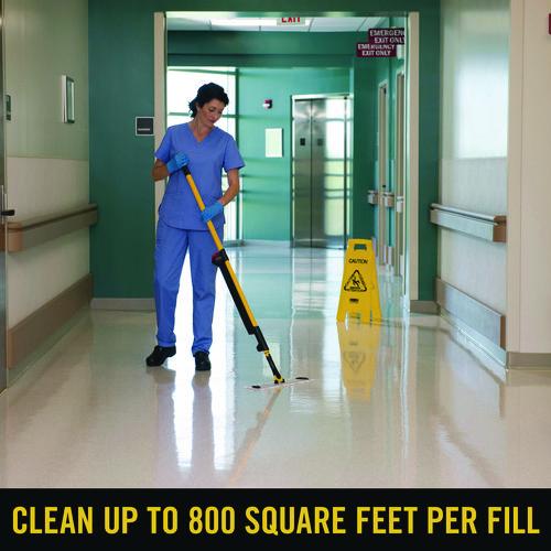 Image of Rubbermaid® Commercial HYGEN 1835528 Pulse Microfiber Spray Mop System, 17" Microfiber Head, 52" Yellow Plastic Handle