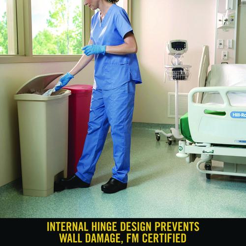 Image of Rubbermaid® Commercial 1883460 Streamline Resin Step-On Container, Front Step Style, 18 gal, Polyethylene, Beige