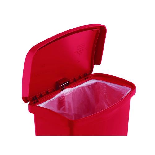 Image of Rubbermaid® Commercial 1883568 Streamline Resin Step-On Container, Front Step Style, 18 gal, Polyethylene, Red