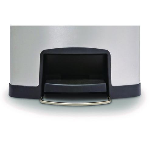 Image of Rubbermaid® Commercial 1901999 Slim Jim Stainless Steel Step-On Container, Front Step Style, 24 gal, Stainless Steel, Black