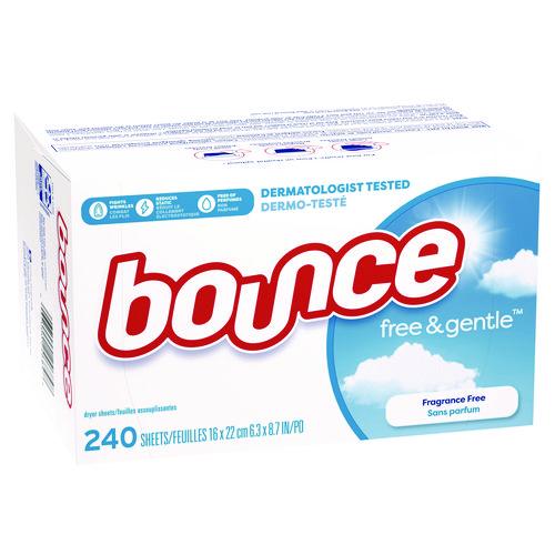 Image of Bounce® free and gentle Dryer Sheets, Fragrance Free, 240 Sheets/Box, 4 Boxes/Carton