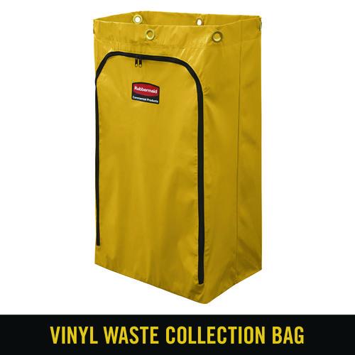 Image of Rubbermaid® Commercial 1966719 Zippered Vinyl Cleaning Cart Bag for Rubbermaid Commercial 6173-88, 24 gal, 17.25" x 10.5" x 30.5", Yellow