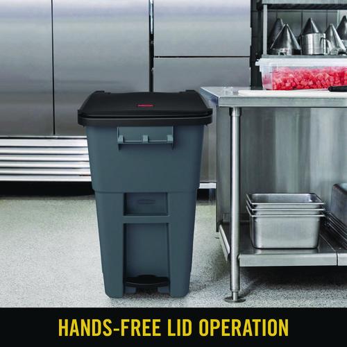 Image of Rubbermaid® Commercial 1971956 Brute Step-On Rollouts, 50 gal, Metal/Plastic, Gray