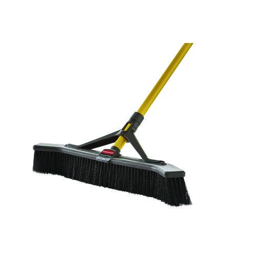 Image of Rubbermaid® Commercial 2018728 Maximizer Push-to-Center Broom, 36 x 58.13, Polypropylene Bristles, Steel Handle, Yellow/Black