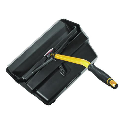 Image of Rubbermaid® Commercial 2018781 Maximizer Heavy-Duty Stand Up Debris Pan, 20.44 x 29, 32" Handle, Plastic, Yellow/Black