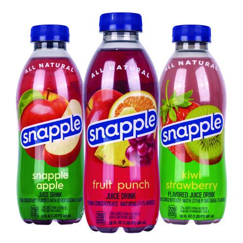 Image of Snapple® 26001 Juice Drink Variety Pack, Snapple Apple, Fruit Punch, Kiwi Strawberry, 20 oz Bottle, 24/Carton