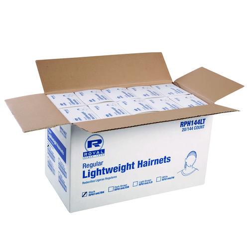 Image of AmerCareRoyal® RPH144LTBK Lightweight Latex-Free Hairnets, Nylon, 24", Black, 144/Box, 20 Boxes/Carton