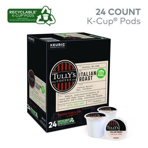 Image of Tully's Coffee® 5000330029 Italian Roast Coffee K-Cups, 24/box