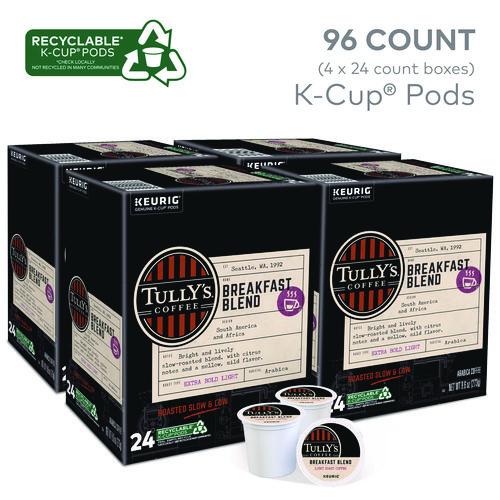 Image of Tully's Coffee® 5000330027 Breakfast Blend Coffee K-Cups, 96/carton