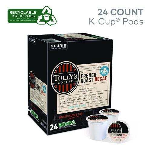 Image of Tully's Coffee® 5000330024 French Roast Decaf Coffee K-Cups, 24/box