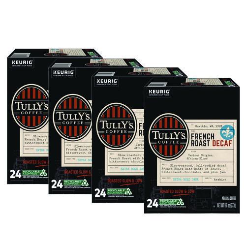 Image of Tully's Coffee® 5000330024 French Roast Decaf Coffee K-Cups, 96/carton