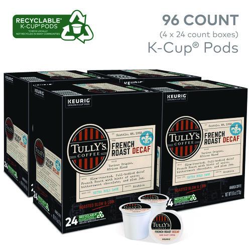 Image of Tully's Coffee® 5000330024 French Roast Decaf Coffee K-Cups, 96/carton