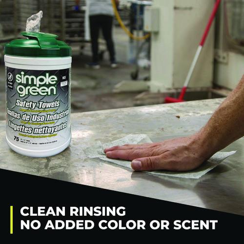 Image of Simple Green® 3810000613351 Safety Towels, 1-Ply, 10 x 12, White, Unscented, 75/Canister