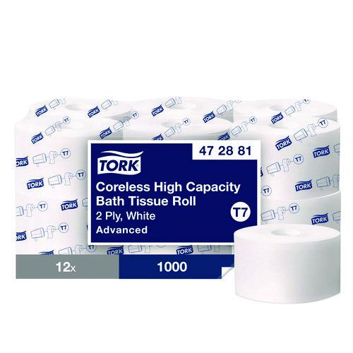 Image of Tork® 472881 Advanced Coreless High Capacity Bath Tissue, 2-Ply, White, 1,000 Sheets/Roll, 12 Rolls/Carton