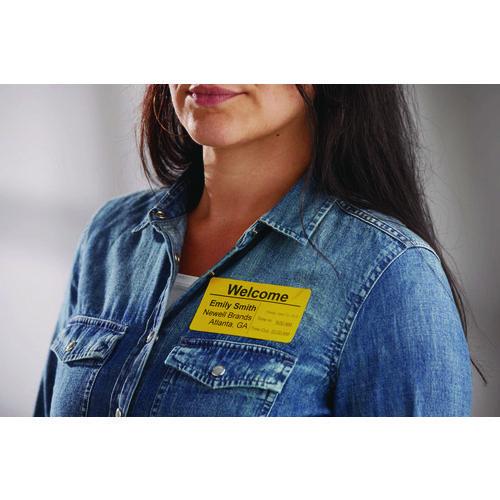 Image of DYMO® 2133382 LabelWriter Name Badge/Shipping Labels, 2.13", Black on Yellow, 220 Labels/Roll