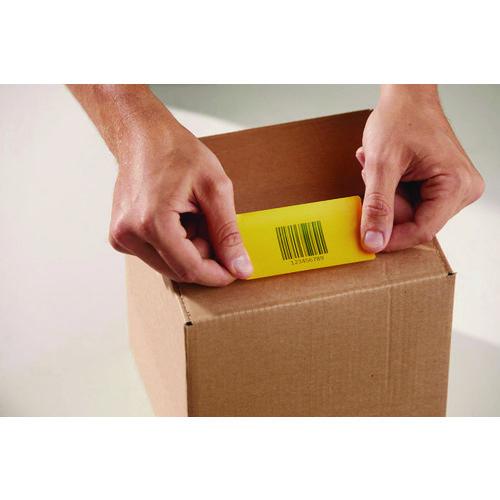 Image of DYMO® 2133382 LabelWriter Name Badge/Shipping Labels, 2.13", Black on Yellow, 220 Labels/Roll