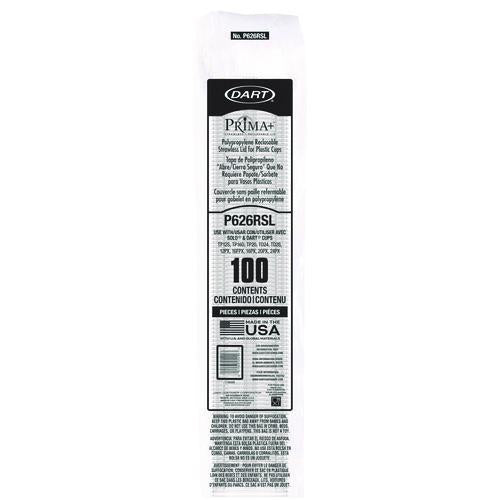 Image of Dart® P626RSL Prima Strawless Plastic Lids, Fits 12 oz to 26 oz Cold Cups, Clear, 100/Sleeve, 10 Sleeves/Carton