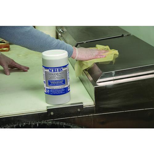 Image of SCRUBS® 91930 Stainless Steel Cleaner Towels, 1-Ply, 9.75 x 10.5, Lemon Scent, 30/Canister
