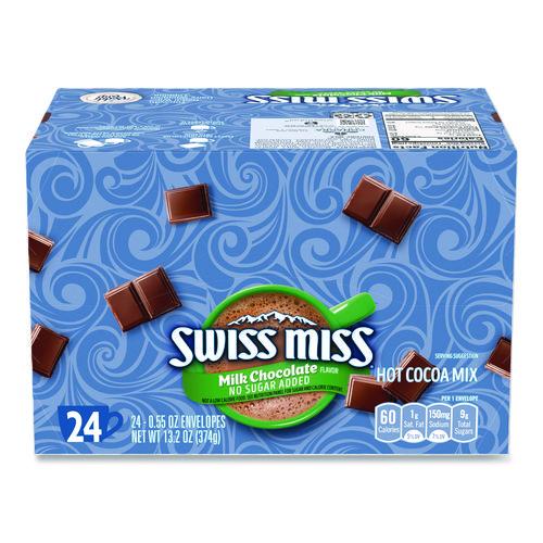 Image of Swiss Miss® HUN55584 Hot Cocoa Mix, No Sugar Added, 24 Packets/box