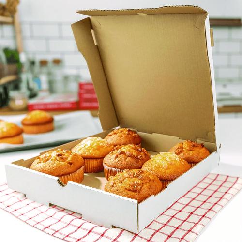 Image of Karat® FP-PBF12W Corrugated Pizza Boxes, 12 x 12 x 1.97, White/Brown, 50/Carton