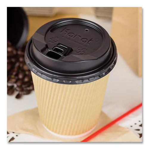 Image of Karat® C-KRC510 Ripple Hot Cups, 10 oz, Paper, Kraft/White, 500/Carton