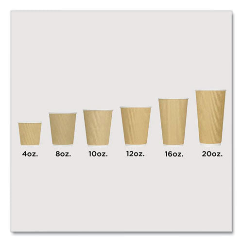 Image of Karat® C-KRC510 Ripple Hot Cups, 10 oz, Paper, Kraft/White, 500/Carton