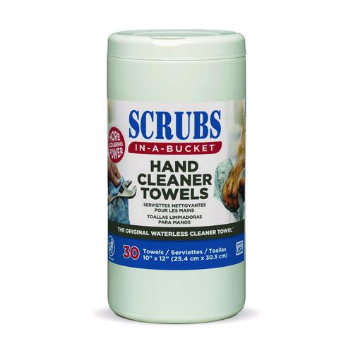 Image of SCRUBS® 42230 Hand Cleaner Towels, 1-Ply, 10 x 12, Citrus, Blue/White, 30/Canister
