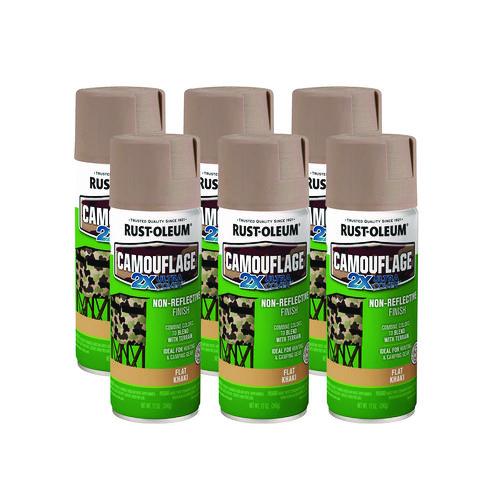 Image of Rust-Oleum® 279177 Camouflage Spray Paint, Flat Khaki, 12 oz Aerosol Can, 6/Carton