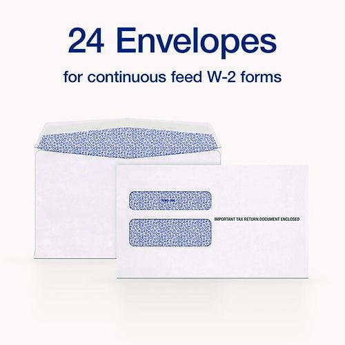 Image of Adams® 2219C 2-Up W-2 Gummed Seal Double-Window Security Tint Envelopes, Commercial Flap, 9.5 x 5.63, White, 24/Pack
