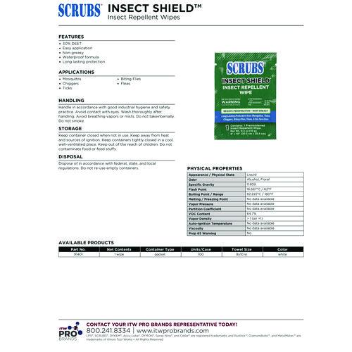 Image of SCRUBS® 91401 Insect Shield Insect Repellent Wipes, 8 x 10, 100/Carton