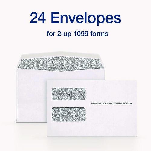 Image of TOPS 1099 Double Window Envelope, Commercial Flap, Gummed Closure, 5.63 x 9, White, 24/Pack