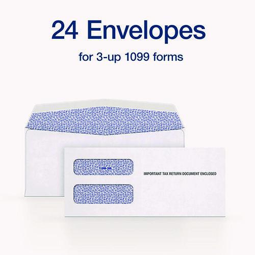 Image of Adams® 22223 3-Up 1099-NEC Gummed Seal Double-Window Security Tint Envelopes, Commercial Flap, 8.75 x 3.75, White, 24/Pack