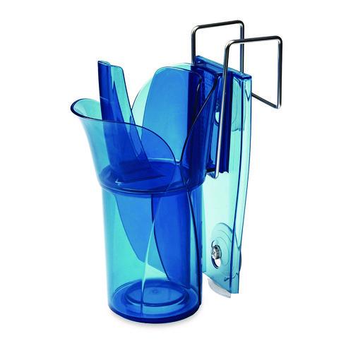 Image of San Jamar® SI7000 Saf-T-Scoop and Guardian System for Ice Machines, 12 oz to 16 oz Ice Scoop, Transparent Blue, 50/Carton