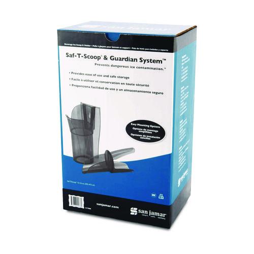 Image of San Jamar® SI7000 Saf-T-Scoop and Guardian System for Ice Machines, 12 oz to 16 oz Ice Scoop, Transparent Blue, 50/Carton